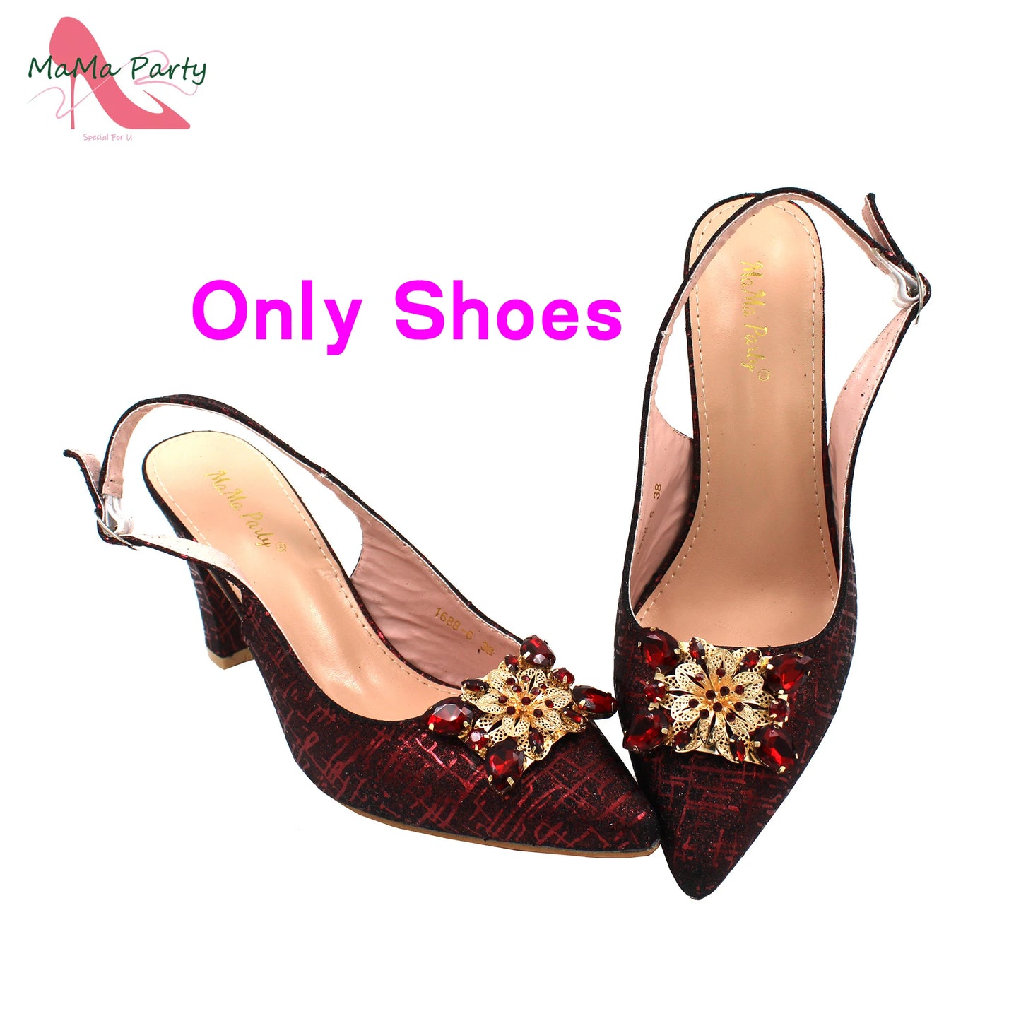 Fuchsia Crystal Italian Shoe and Bag Set Wine 1