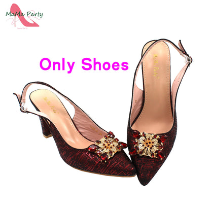 Fuchsia Crystal Italian Shoe and Bag Set Wine 1