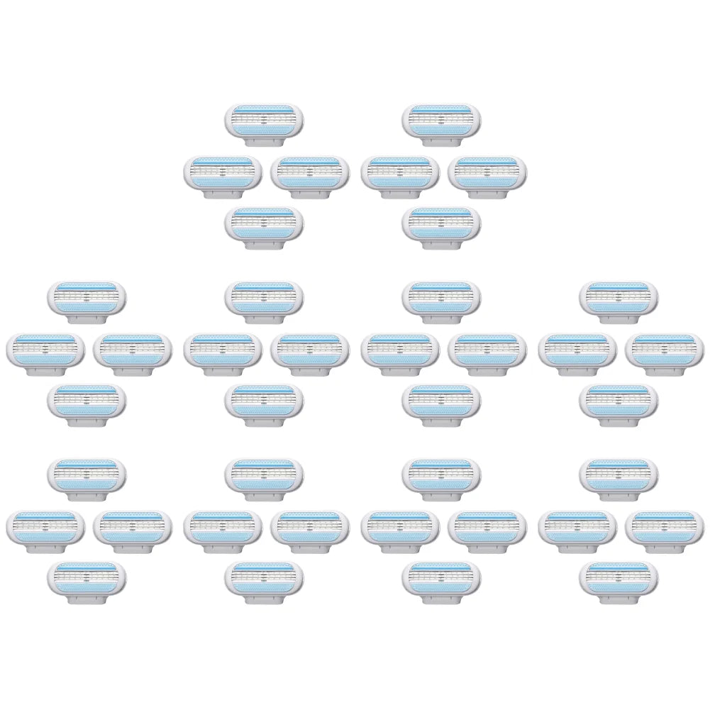 Women’s 3-Layer Safety Razor Blades – 4–40PCS Bikini & Body Hair Remover Heads (Compatible with Venus)