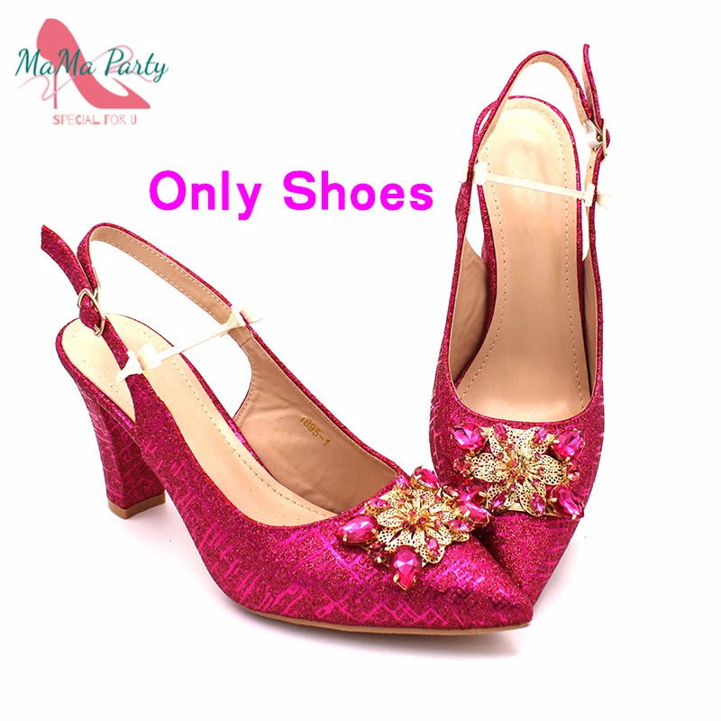 Fuchsia Crystal Italian Shoe and Bag Set