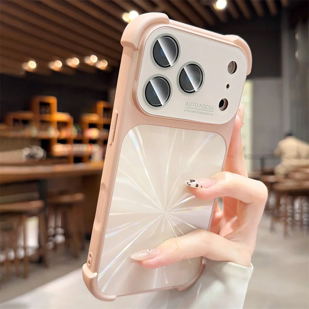 Maison Novaire Glitter Aurora Phone Case for iPhone 17 Pro | Full Lens Protection Frosted Bumper Cover Light Pink