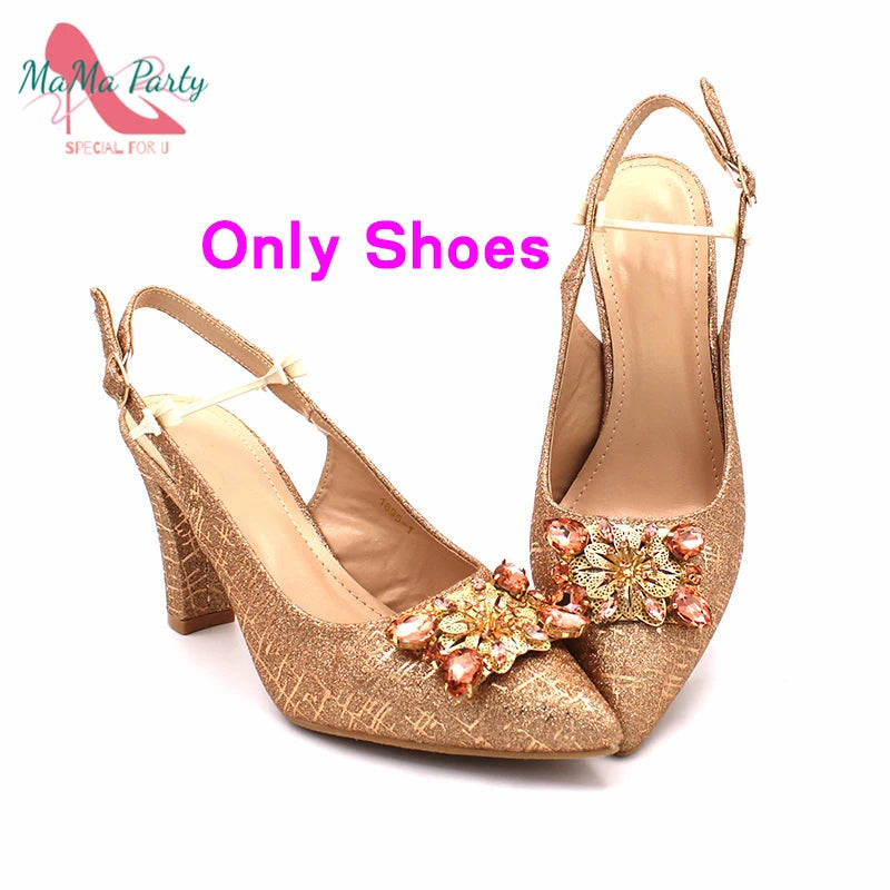 Fuchsia Crystal Italian Shoe and Bag Set Champagne 1