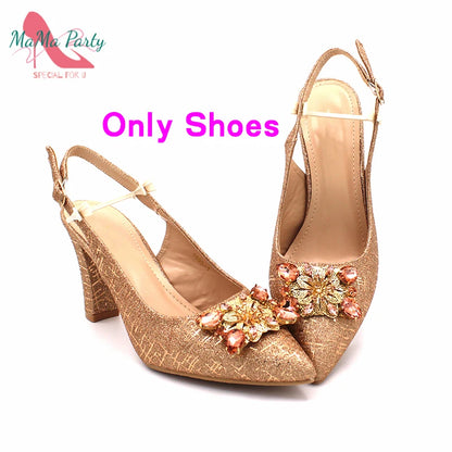Fuchsia Crystal Italian Shoe and Bag Set Champagne 1