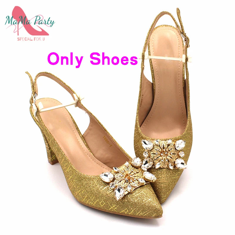 Fuchsia Crystal Italian Shoe and Bag Set Gold 1