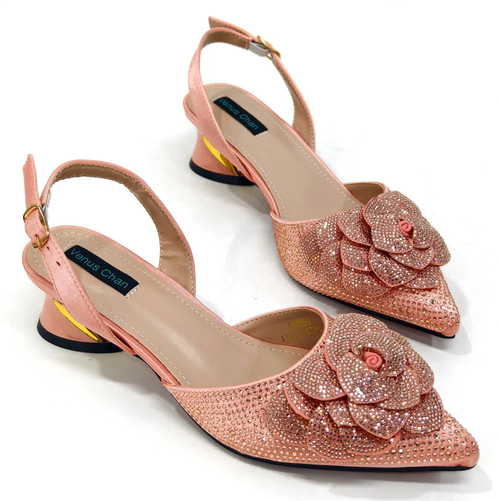 Peach Elegant Lady Shoes and Bag Set