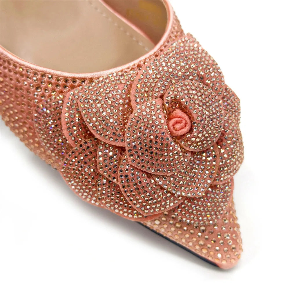 Peach Elegant Lady Shoes and Bag Set