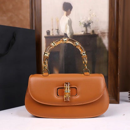 Bamboo Handle Saddle Crossbody Bag for Women