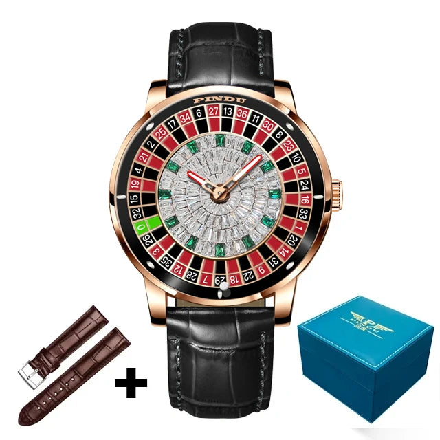 PINDU P6616 Roulette NH35 Automatic Watch | Arabic Numerals gold black 1