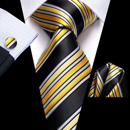 Hi-Tie Black Paisley Silk Tie 8.5cm | 100% Silk Men’s Formal Luxury Necktie for Wedding Business Party