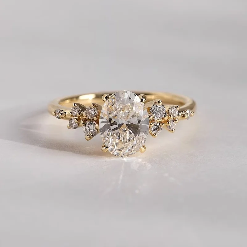 Oval Moissanite Halo Eternity Ring