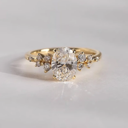 Oval Moissanite Halo Eternity Ring