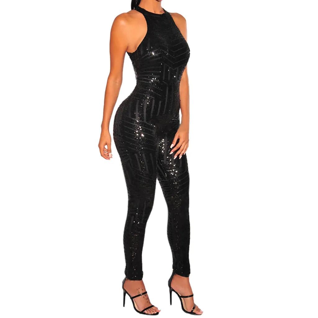 Sequin Off Shoulder O-neck Jumpsuit. - Maison Novaire