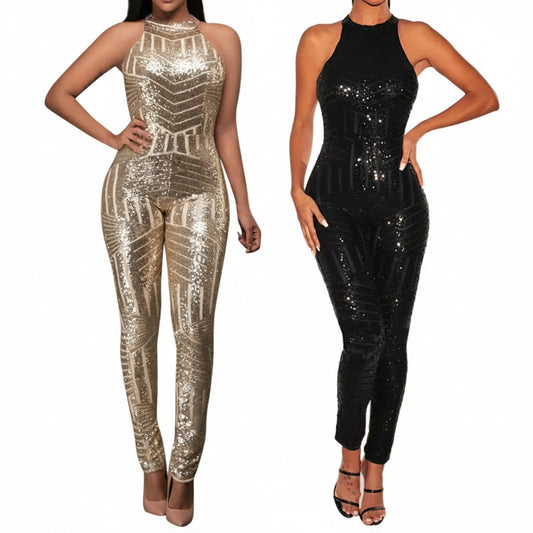 Sequin Off Shoulder O-neck Jumpsuit. - Maison Novaire