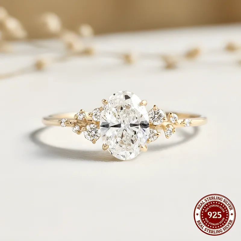 Oval Moissanite Halo Eternity Ring