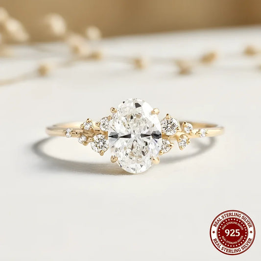 Oval Moissanite Halo Eternity Ring