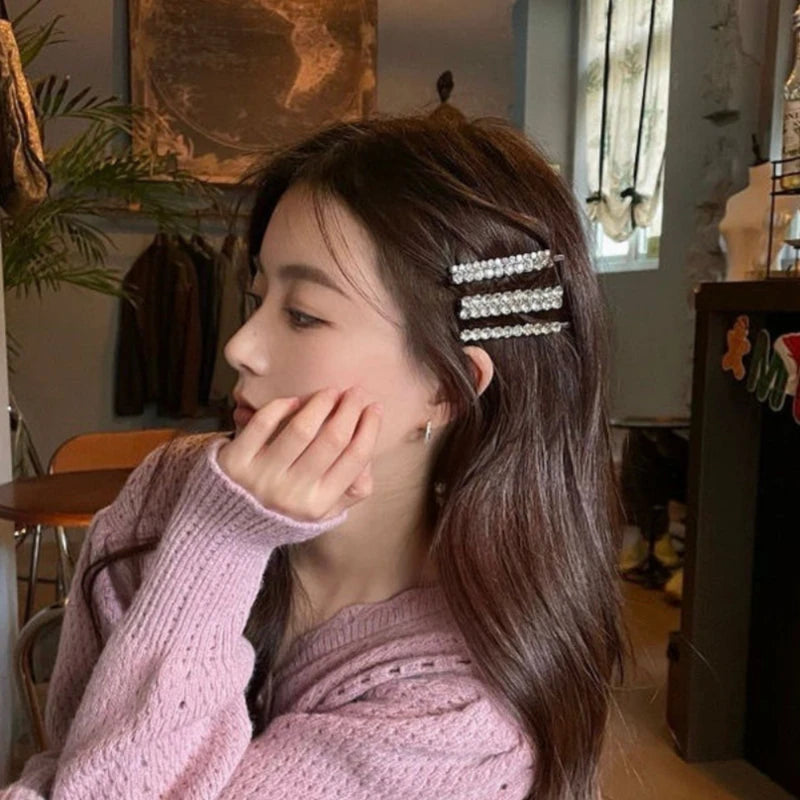 Shiny Rhinestone Barrettes – Luxury Silver Hair Clips - BLAKESTORE-NG