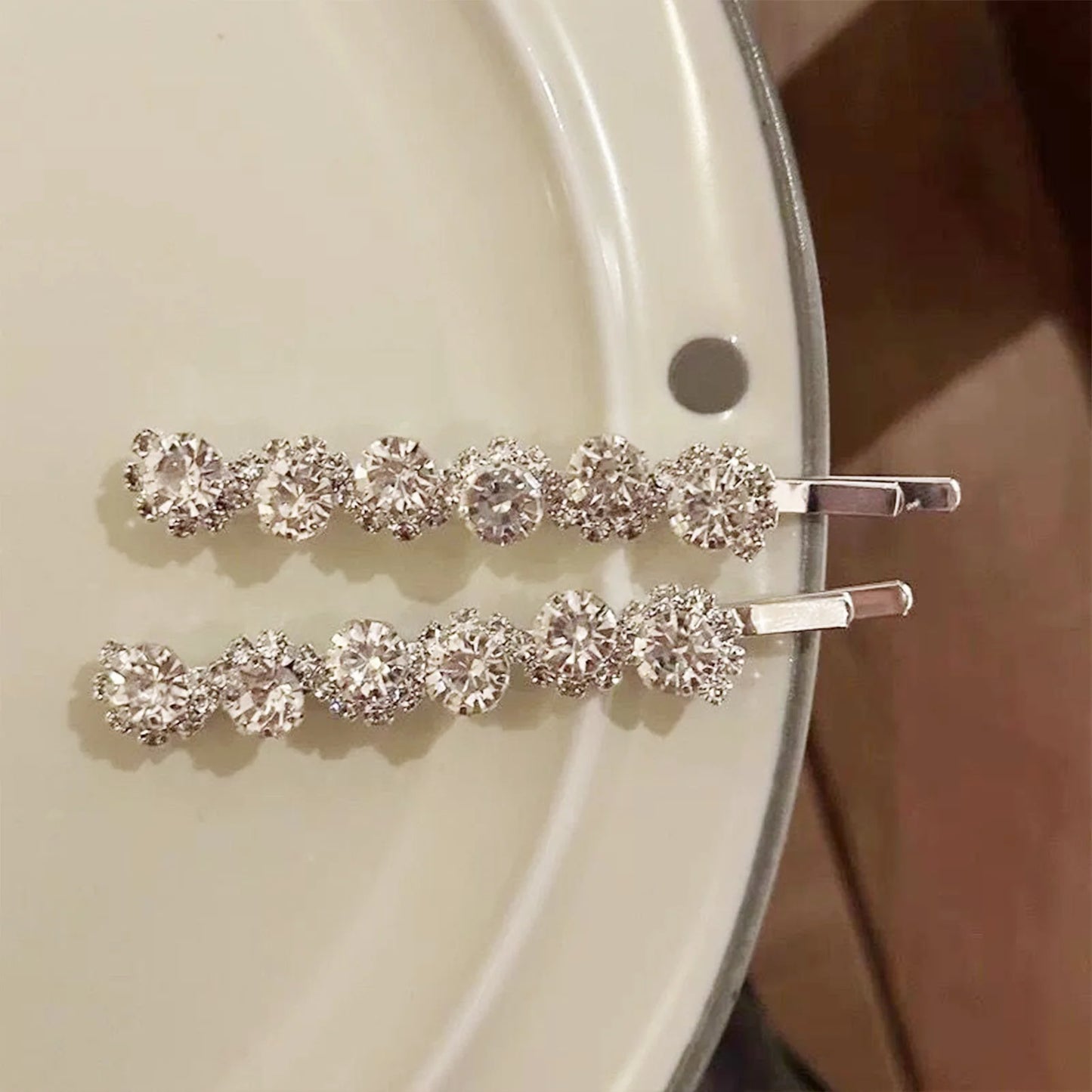 Shiny Rhinestone Barrettes – Luxury Silver Hair Clips - BLAKESTORE-NG