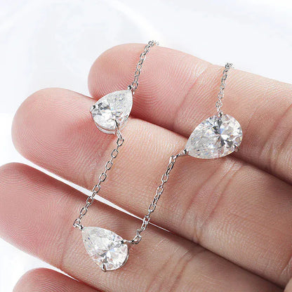 Smyoue Gradient Moissanite Necklace | 3 Pear Cut Gems 925 Silver Pendant - BLAKESTORE-NG