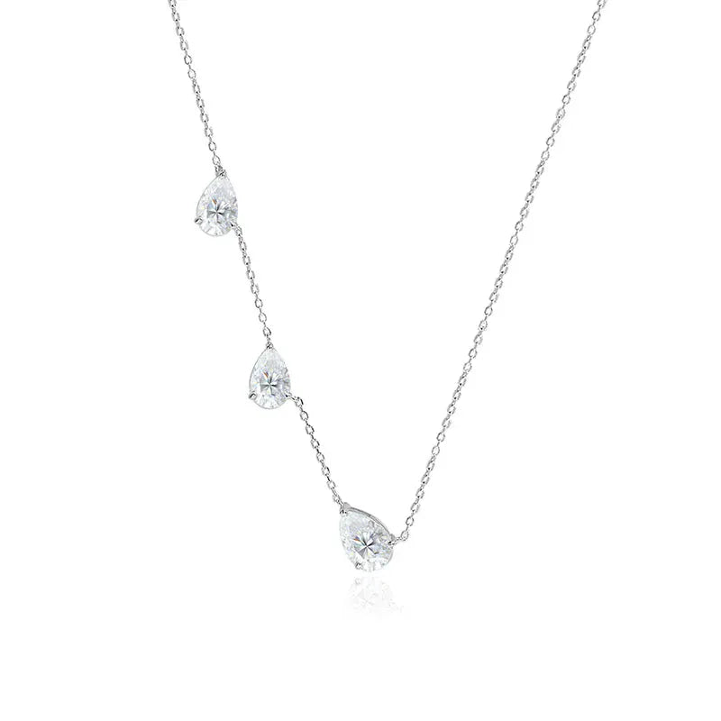 Smyoue Gradient Moissanite Necklace | 3 Pear Cut Gems 925 Silver Pendant - BLAKESTORE-NG