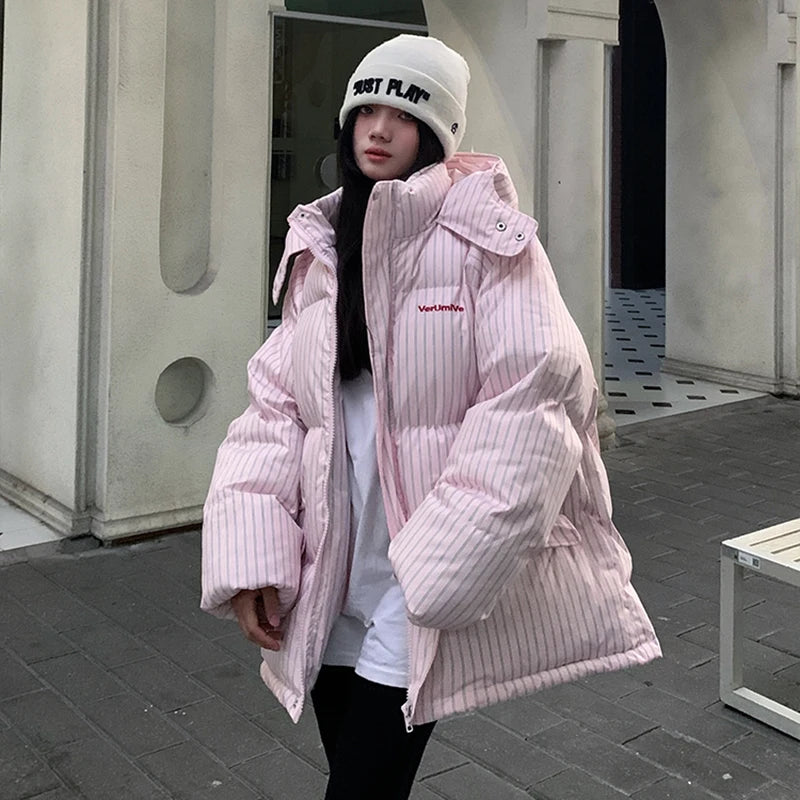 Striped Quilted Cotton Overcoat for Women - Maison Novaire #