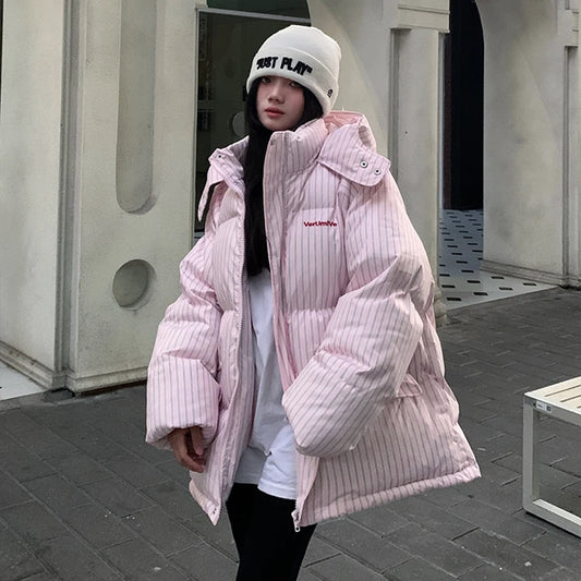 Striped Quilted Cotton Overcoat for Women - Maison Novaire