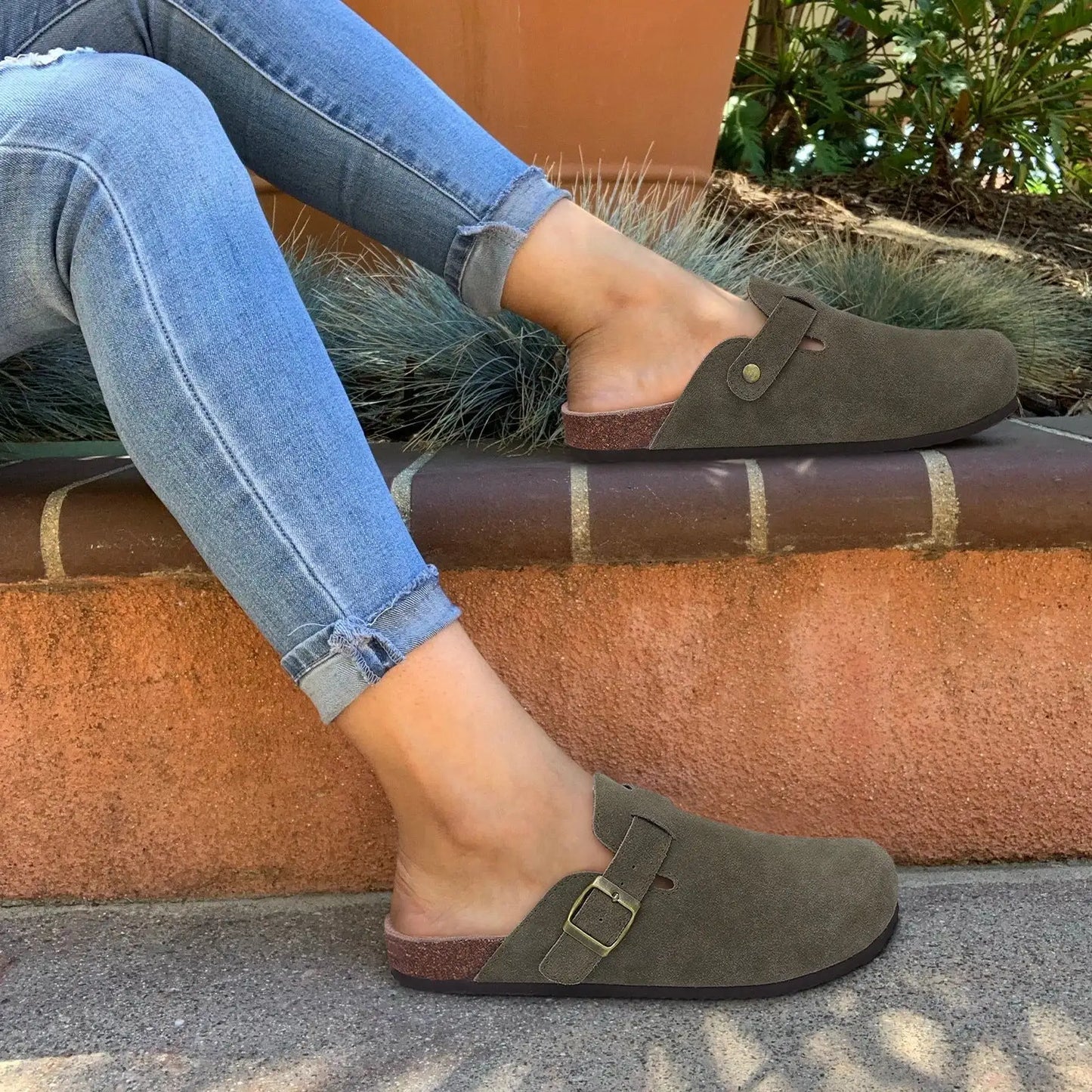 Suede Cork Mules - Maison Novaire #