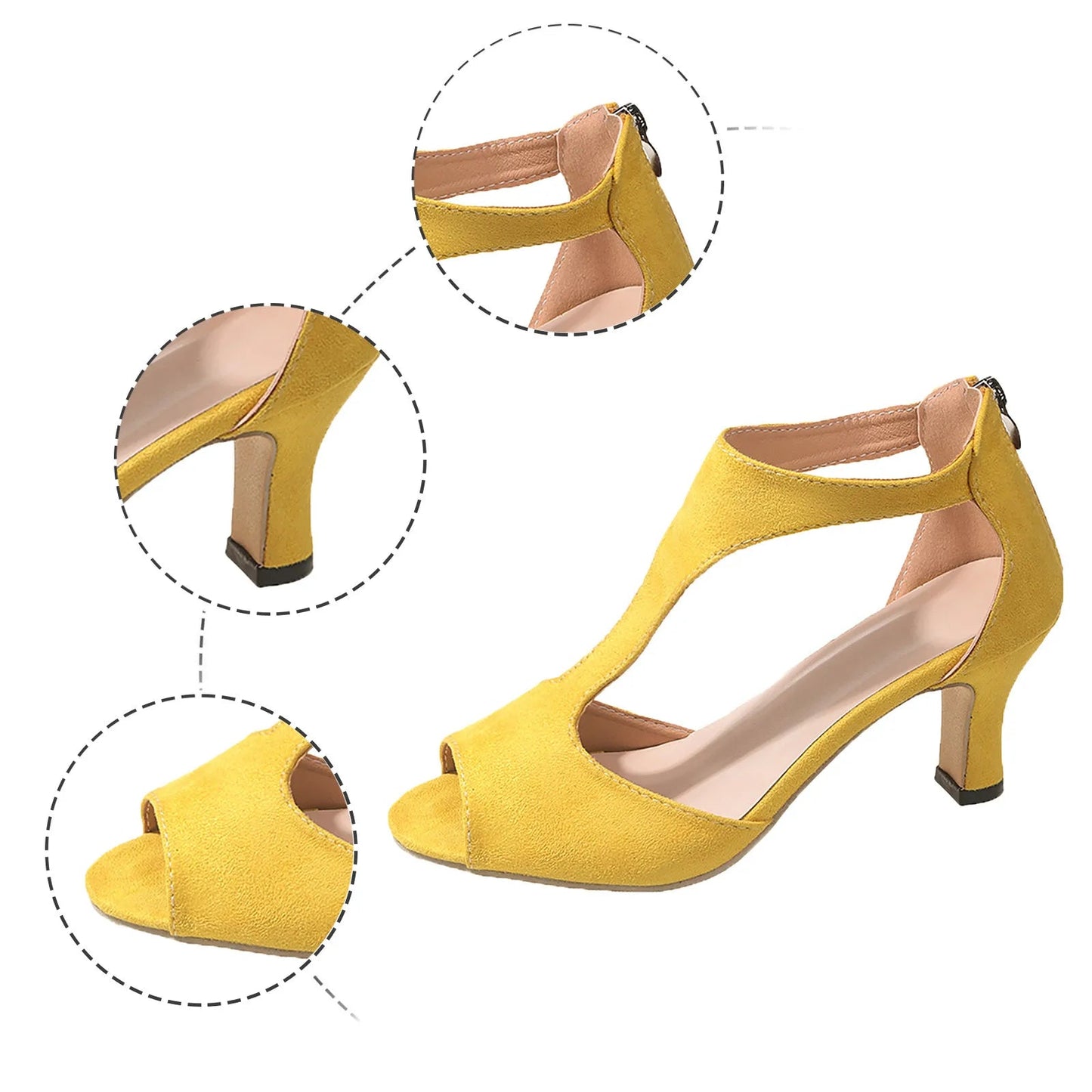 Suede High Heels Fish Mouth Peep Toe Sandals. - Maison Novaire