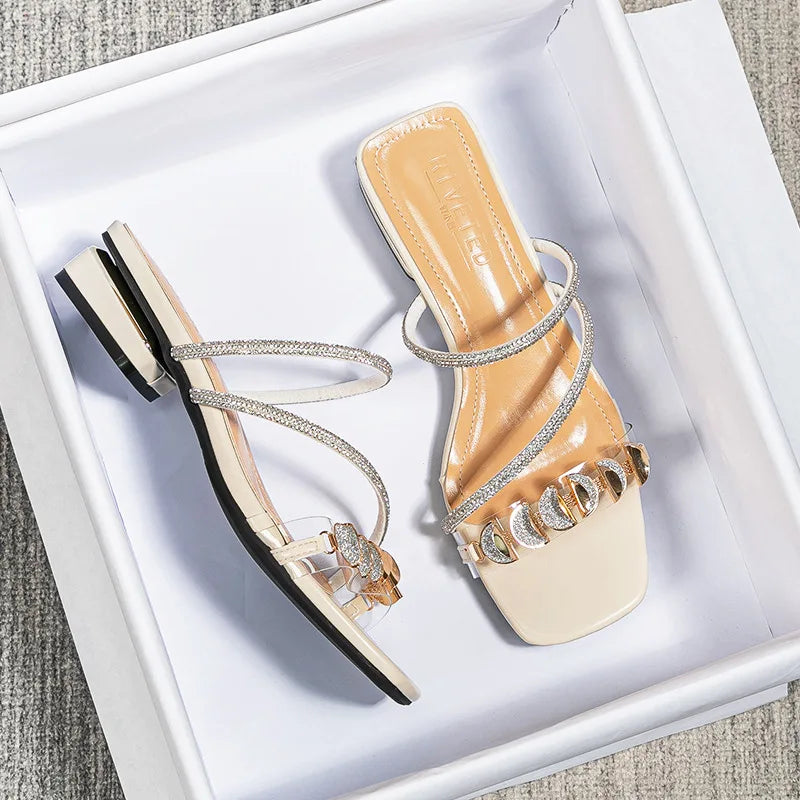 Summer Rivet Low Heel Women's Sandals. - Maison Novaire