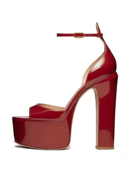 Super High Heel Party Shoes | Thick Sole Leather Bridal Pumps - Maison Novaire