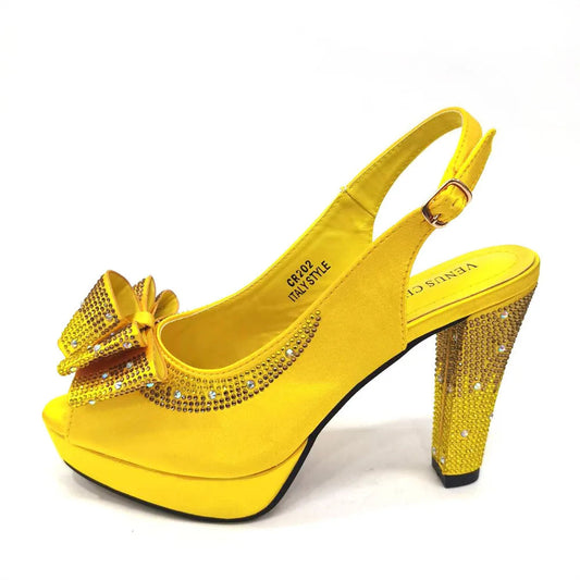 Thin Heels Ladies Shoes and Bag Matching Bag Set For Women Wedding Party. - Maison Novaire