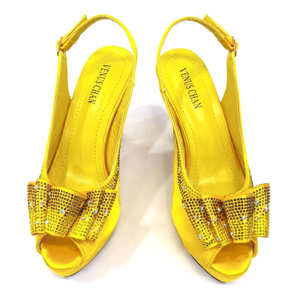 Thin Heels Ladies Shoes and Bag Matching Bag Set For Women Wedding Party. - Maison Novaire