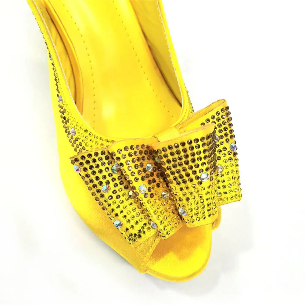 Thin Heels Ladies Shoes and Bag Matching Bag Set For Women Wedding Party. - Maison Novaire