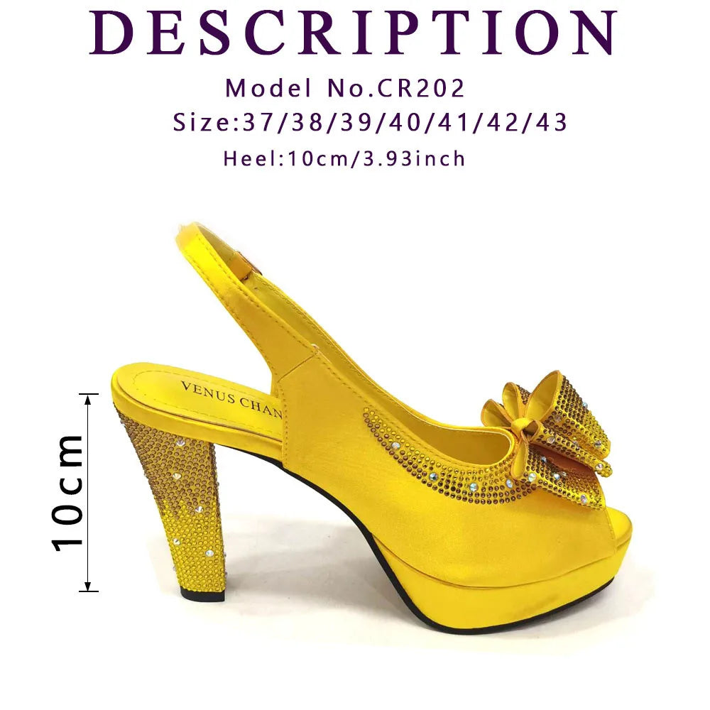 Thin Heels Ladies Shoes and Bag Matching Bag Set For Women Wedding Party. - Maison Novaire