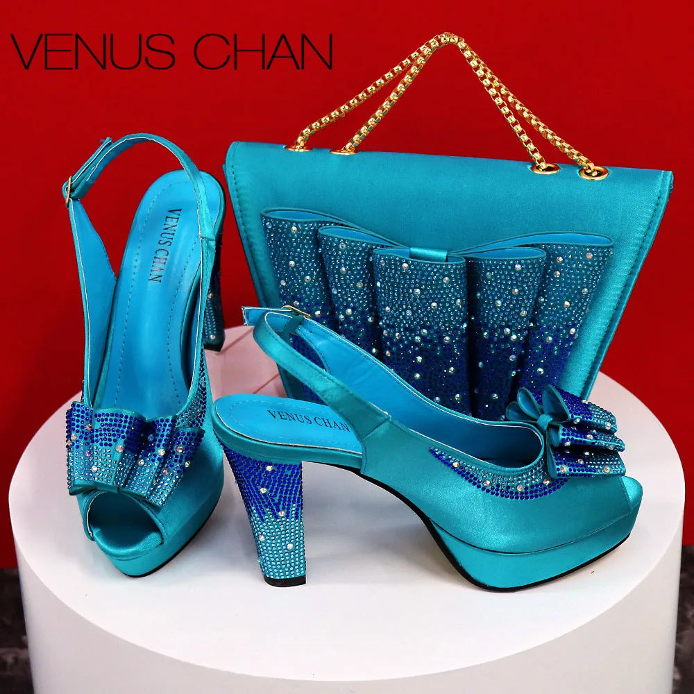 Thin Heels Ladies Shoes and Bag Matching Bag Set For Women Wedding Party. - Maison Novaire