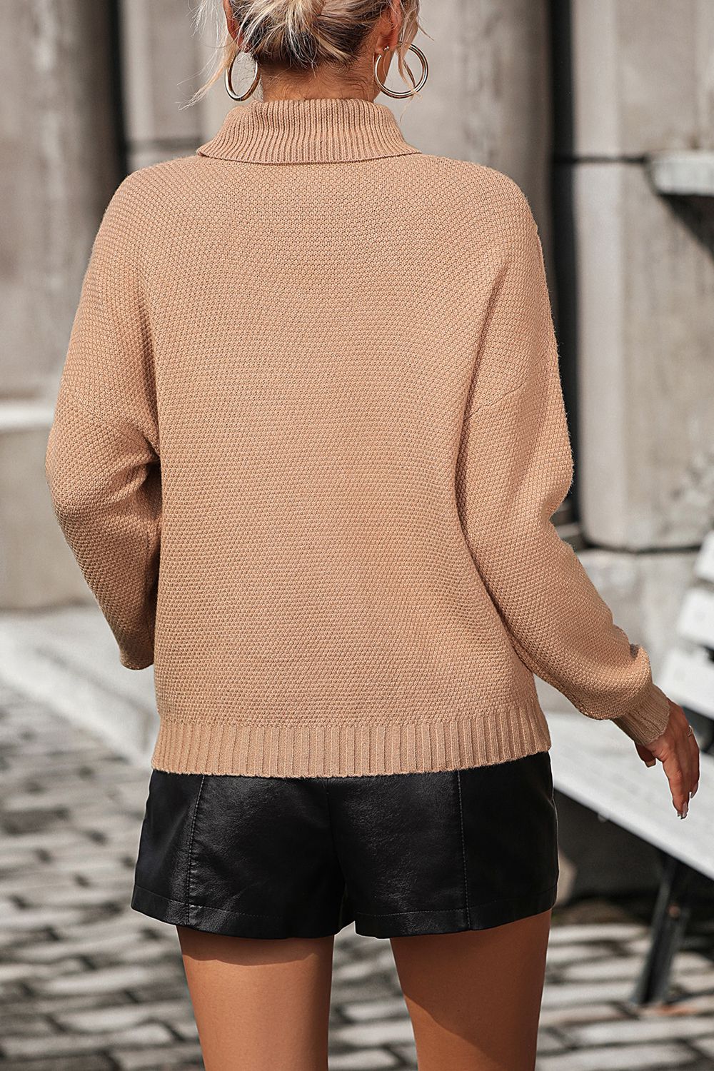 Turtle Neck Tassel Front Long Sleeve Pullover Sweater - Maison Novaire #