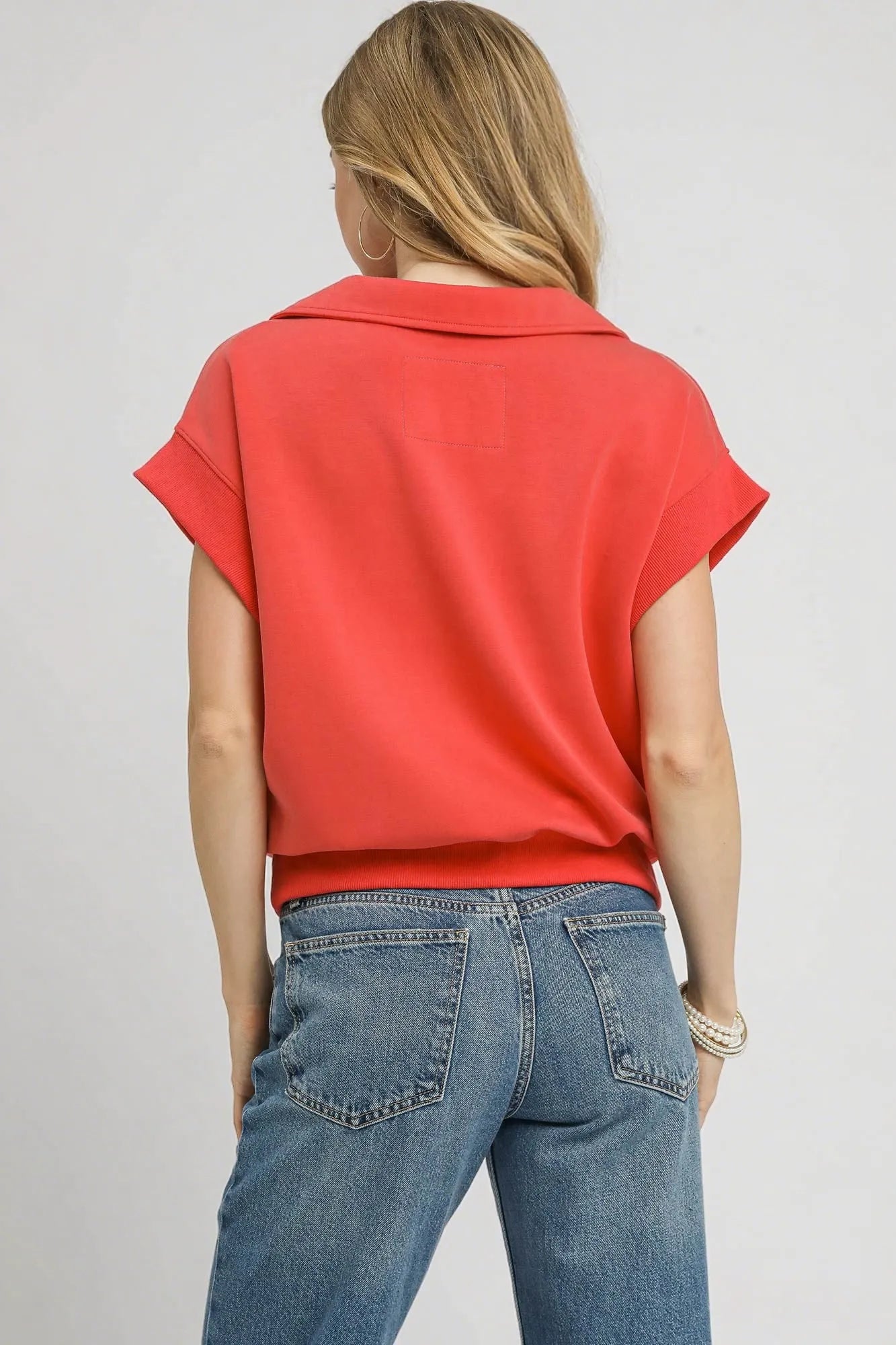 Umgee Luxe Knit Collared Short Sleeve Polo Sweatshirt. - Maison Novaire
