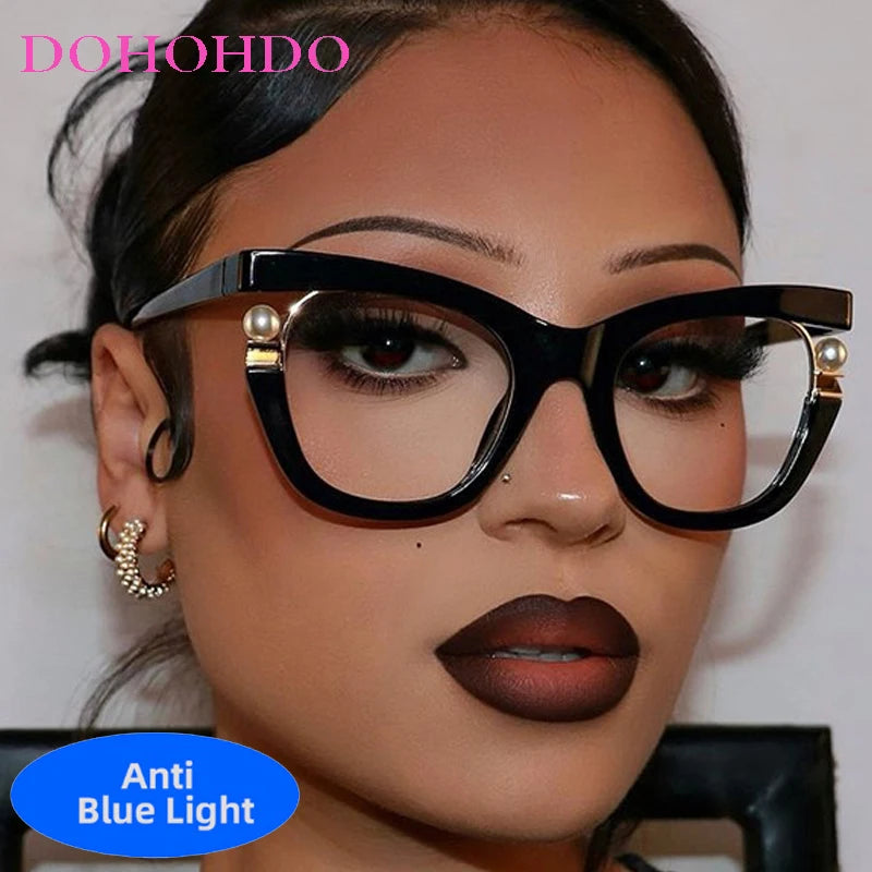 Unisex  Vintage Designer Pearl Cat Eye Optical Glasses - BLAKESTORE-NG