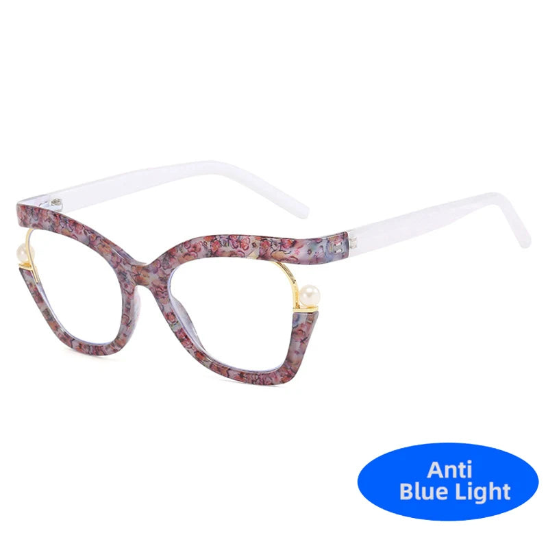 Unisex  Vintage Designer Pearl Cat Eye Optical Glasses - BLAKESTORE-NG