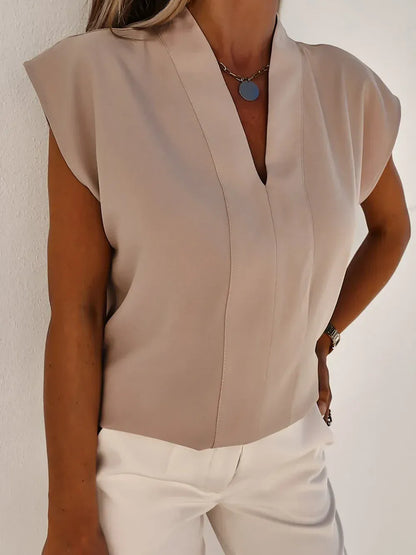 V-Neck short  Sleeve Blouse - BLAKESTORE-NG