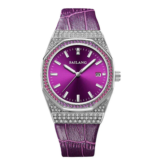 Violet Luxury Diamond Women’s Watch | Waterproof Luminous Wristwatch - Maison Novaire