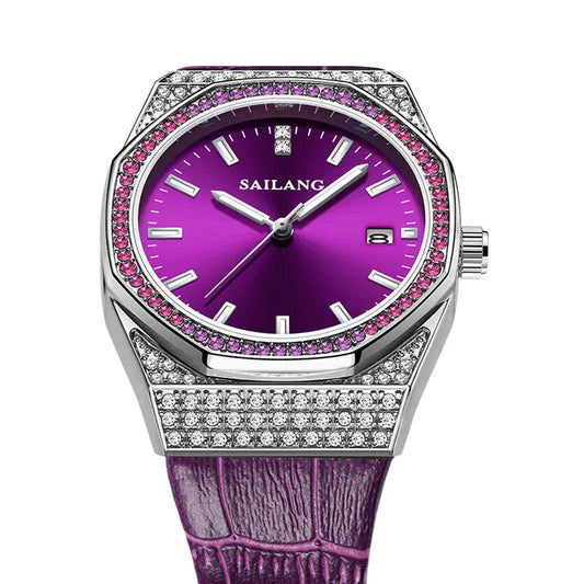 Violet Luxury Diamond Women’s Watch | Waterproof Luminous Wristwatch - Maison Novaire