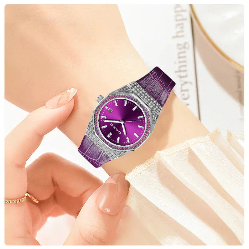 Violet Luxury Diamond Women’s Watch | Waterproof Luminous Wristwatch - Maison Novaire