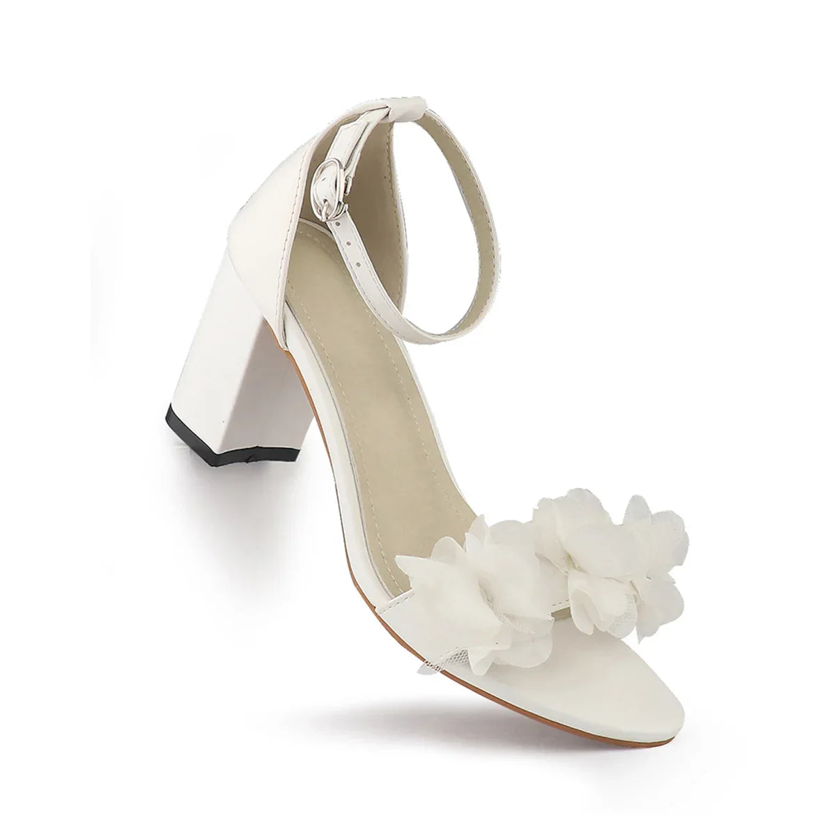 White Floral Sandals Summer Wedding Shoes. - Maison Novaire #
