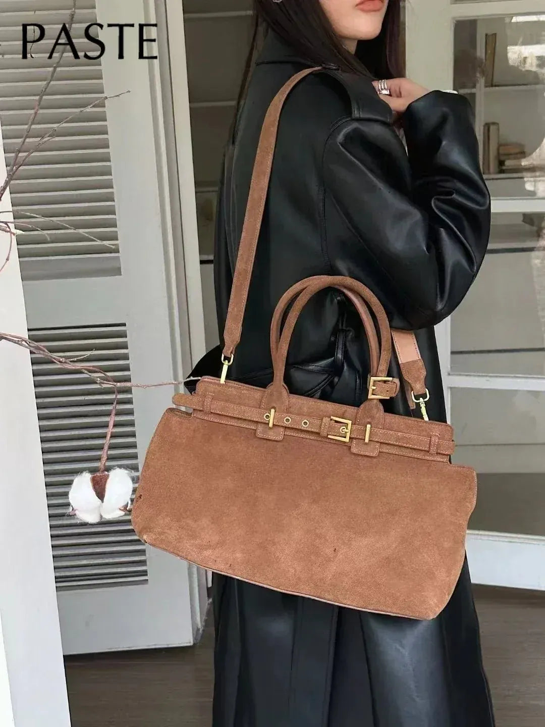 Winter Suede Leather Tote Russian-Style Women’s Shoulder Bag - Maison Novaire #