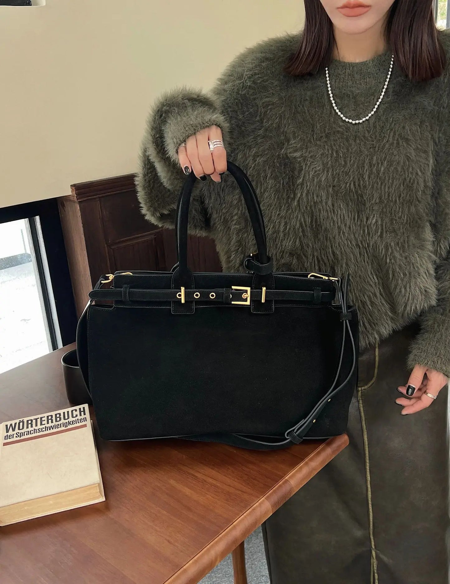 Winter Suede Leather Tote Russian-Style Women’s Shoulder Bag - Maison Novaire #