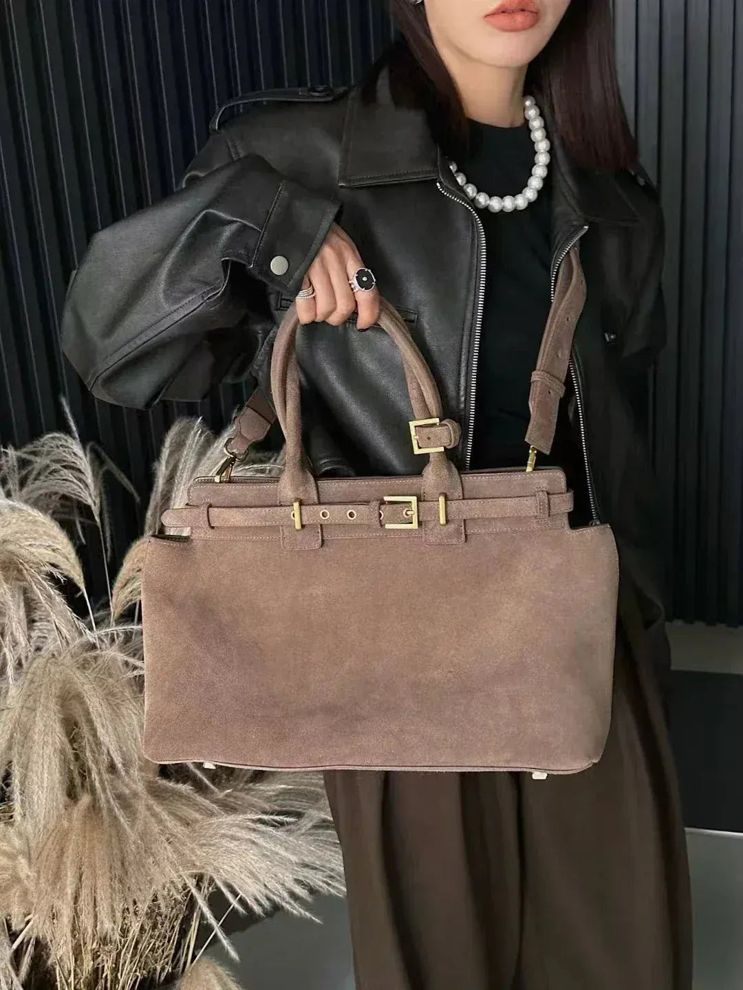 Winter Suede Leather Tote Russian-Style Women’s Shoulder Bag - Maison Novaire #