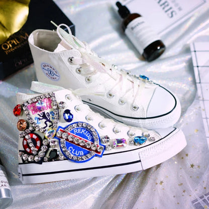 Woman Canvas Shoes Flat Platform Loafers. - Maison Novaire