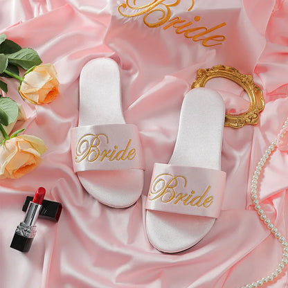 Woman Satin Slippers | Wedding Summer Bride Sandals Bride Pink