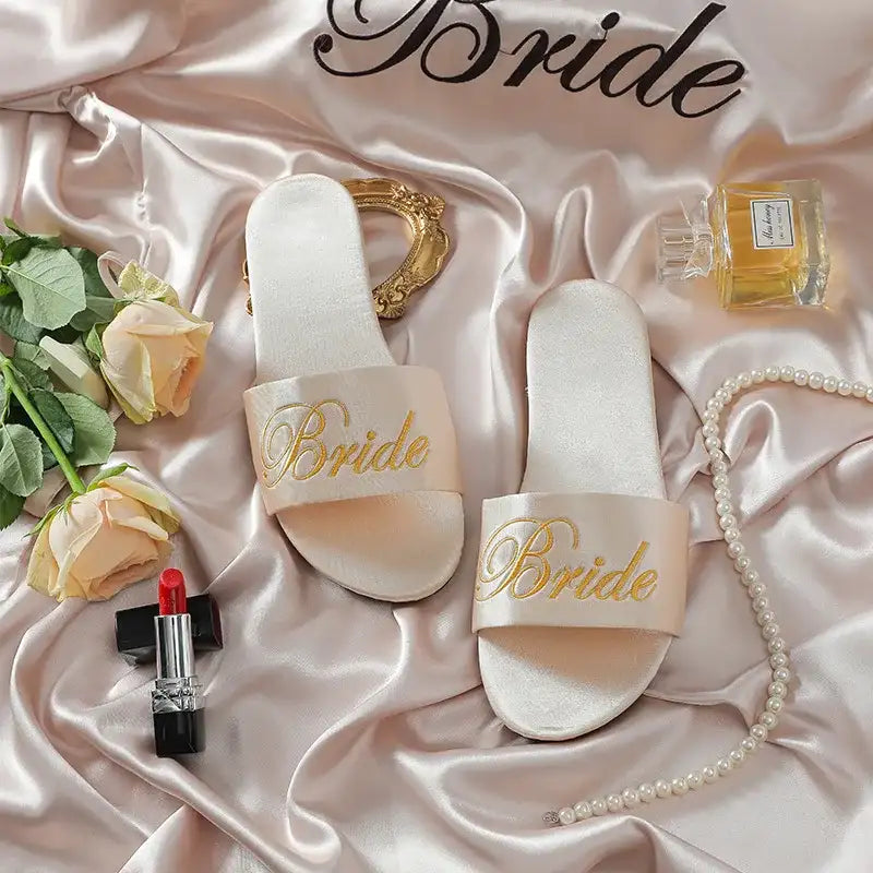 Woman Satin Slippers | Wedding Summer Bride Sandals