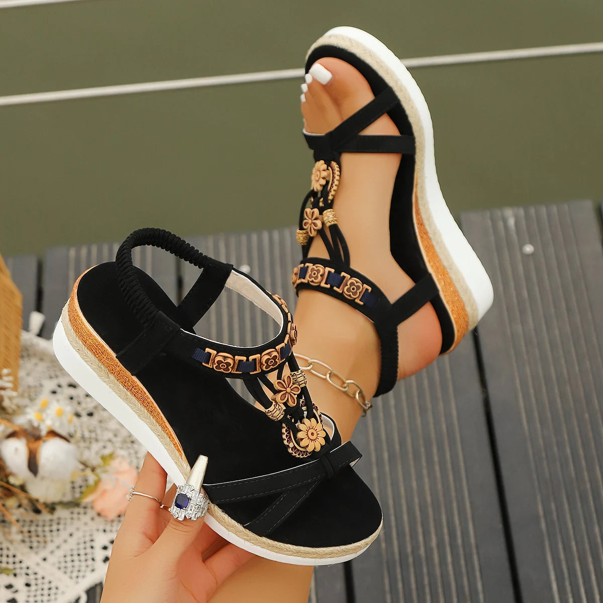 Women Wedge Sandals. - Maison Novaire #
